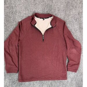 Public Rec Men's Half Zip Pullover Burgundy Sweater Long Sleeve‎ Size L